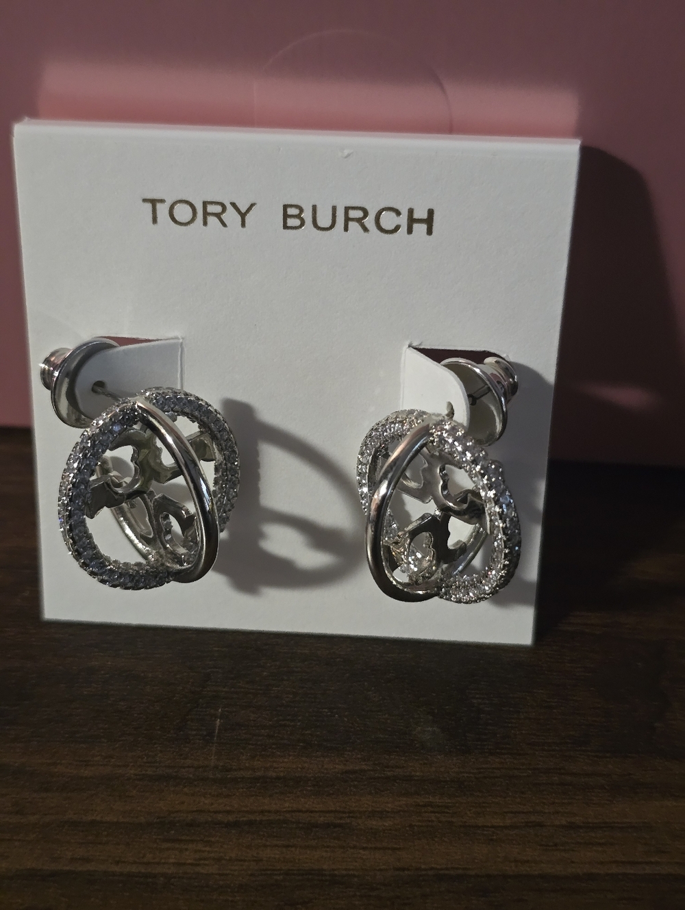 Tory Burch | Silver and Crystal Miller Pave' Hoop Earrings | BRAND NEW